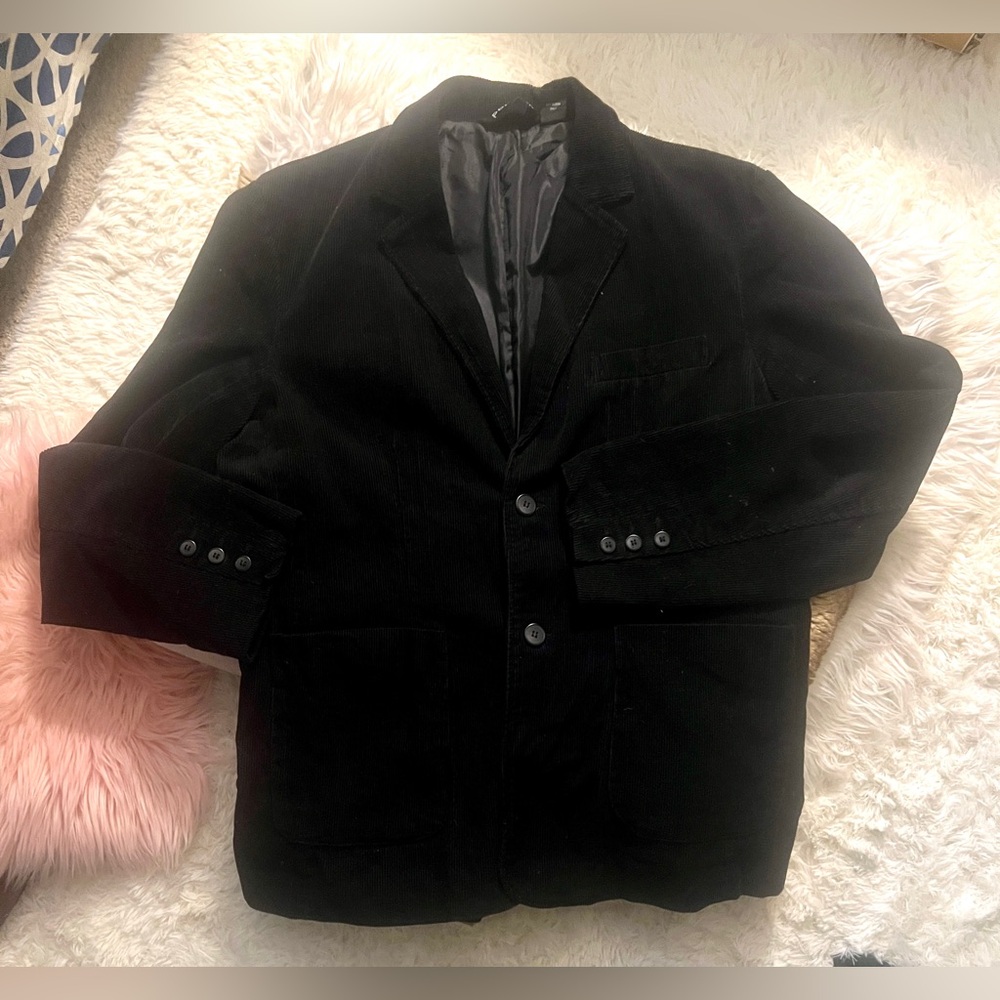 Pop Icon Black Medium Wale Cotton Corduroy Blazer! Sz M! Dark Academia Cool!